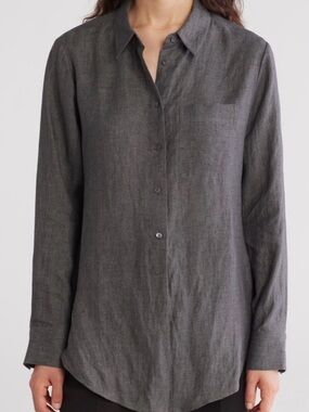 Theory Charcoal Gray Button-Up Shirt